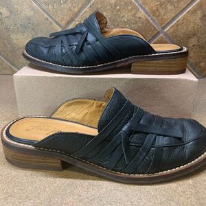 Free People Black Mule Slide Shoes US 6 Strappy Low Heel Slip On Casual Shoe